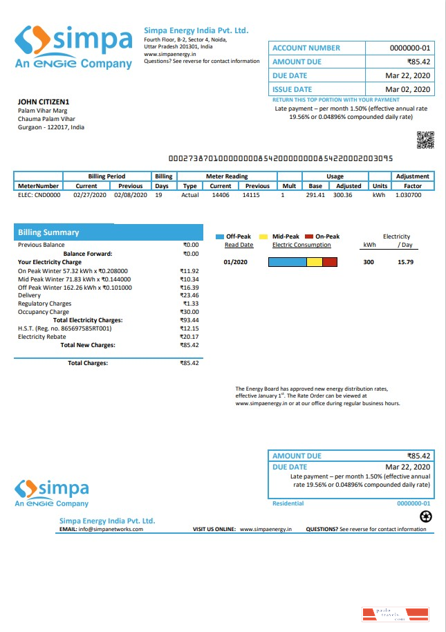 India Simpa Energy India Pvt. Ltd utility bill